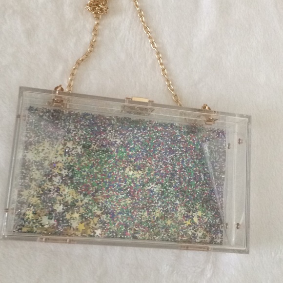 Olivia Miller Clear purple glittery clutch - Picture 2 of 5